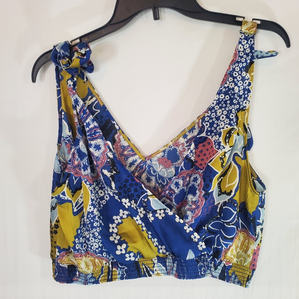 Free People Women's Large Floral Crop Tie Strap Tank Top New with Tags - Picture 4 of 5